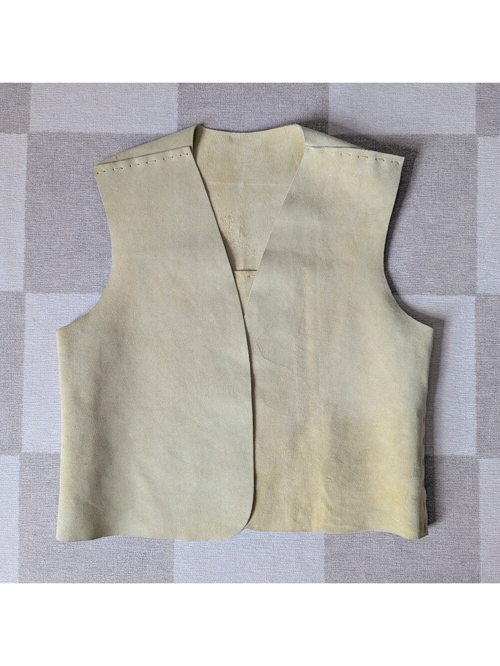 Vintage 70s unisex handmade suede open front vest